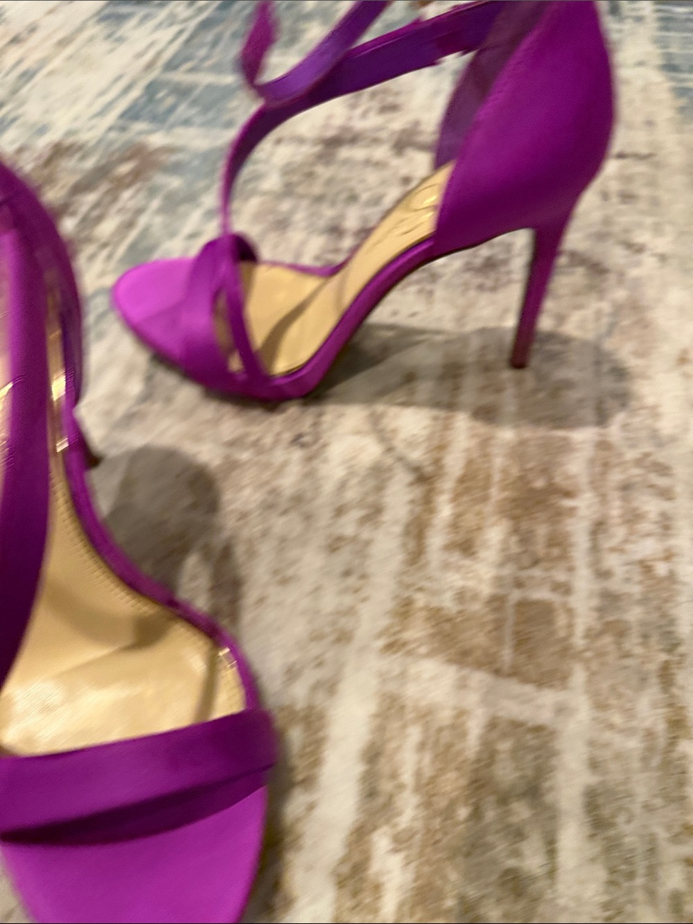 Jessica Simpson Rayli Dress Fuchsia Satin Strappy Ankle-Heels - Picture 4 of 13